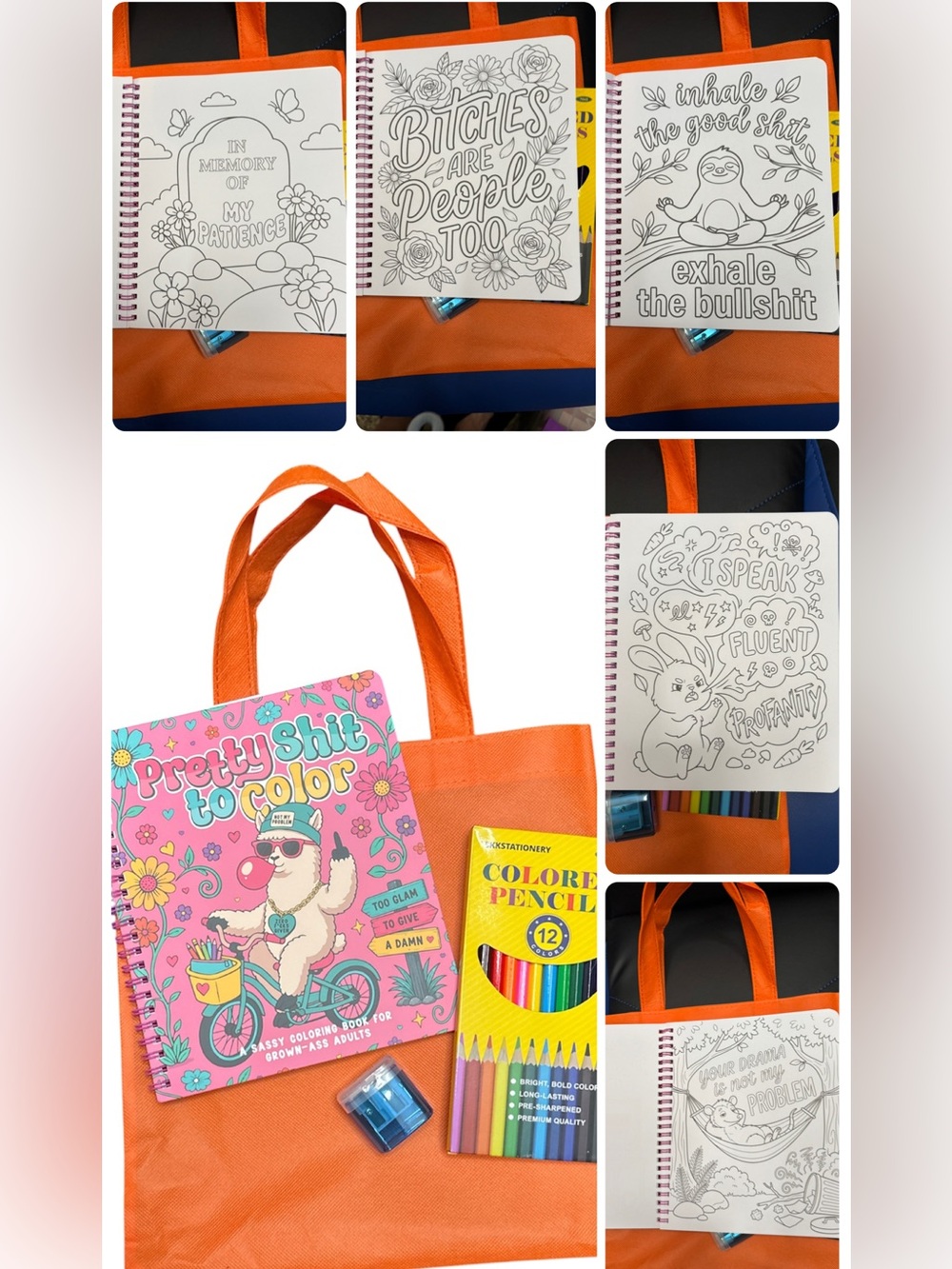 ✔️PRETTY SH*T TO COLOR Adult Coloring Book and Pencils Bundle - Picture 2 of 2